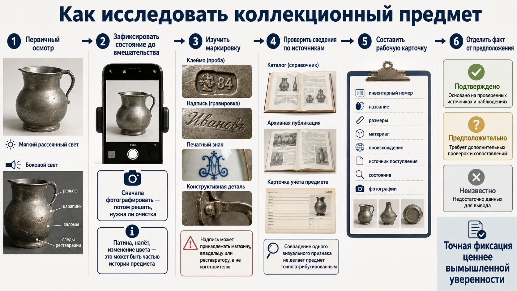 Состояние предмета оценивают до чистки и ремонта